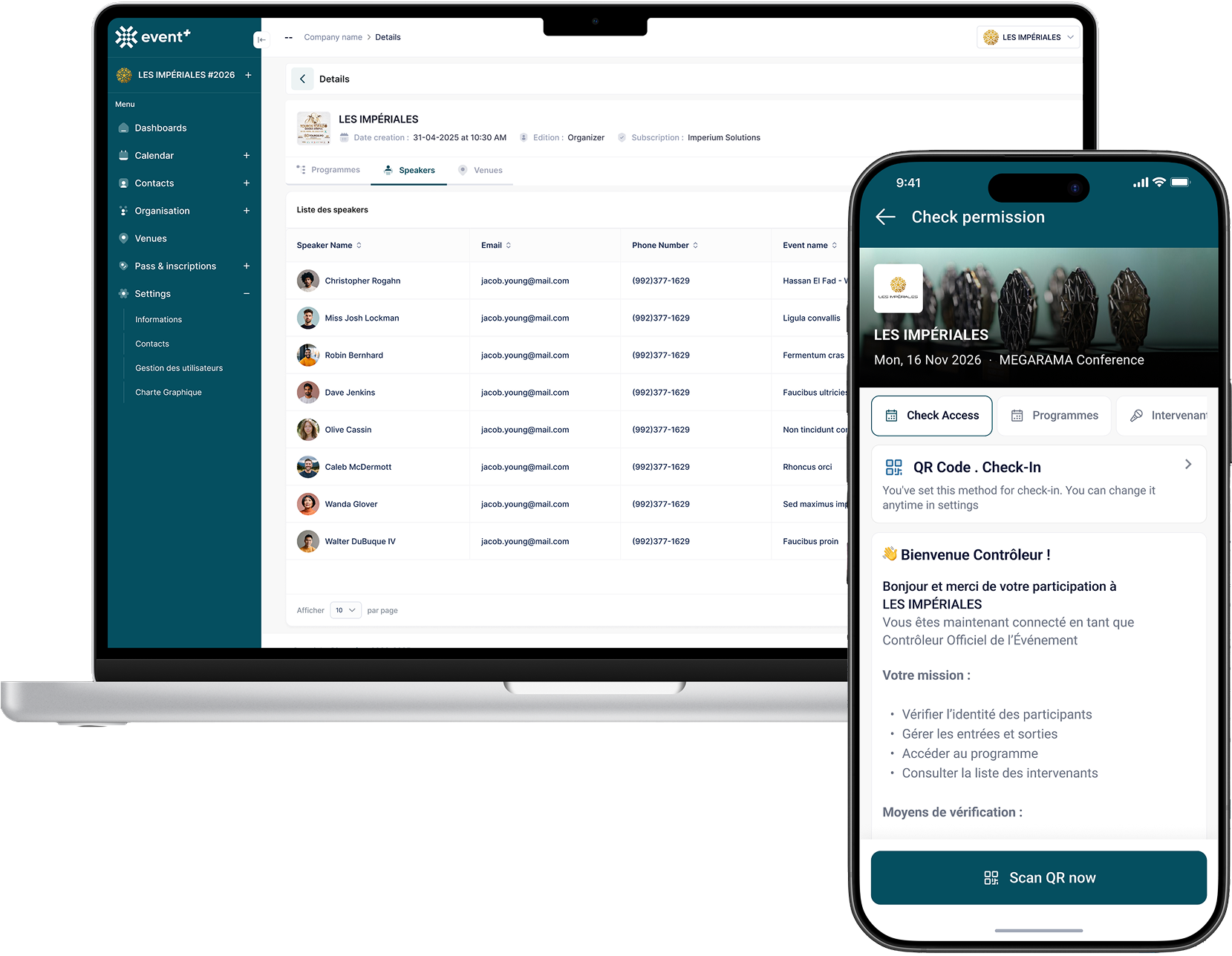 Event+ Application sur ordinateur et mobile